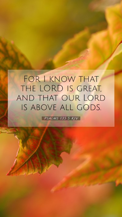 Picture 07 - Psalms 135:5 KJV Mobile Phone Wallpaper - For I know that the LORD is great, and that our - Mobile Bible Verse Wallpaper