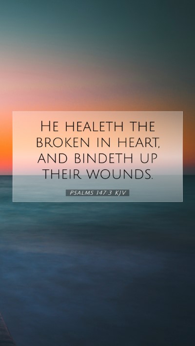 Picture 07 - Psalms 147:3 KJV Mobile Phone Wallpaper - He healeth the broken in heart, and bindeth up - Mobile Bible Verse Wallpaper