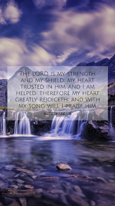 Picture 07 - Psalms 28:7 KJV Mobile Phone Wallpaper - The LORD is my strength and my shield; my heart - Mobile Bible Verse Wallpaper