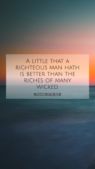 Picture 07 - Psalms 37:16 KJV Mobile Phone Wallpaper - A little that a righteous man hath is better than - Mobile Bible Verse Wallpaper
