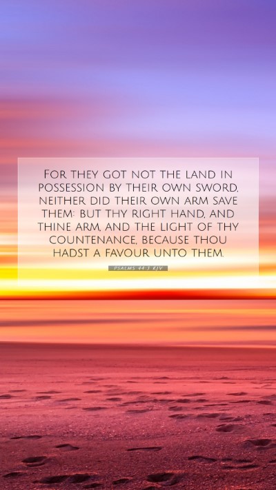 Picture 07 - Psalms 44:3 KJV Mobile Phone Wallpaper - For they got not the land in possession by their - Mobile Bible Verse Wallpaper