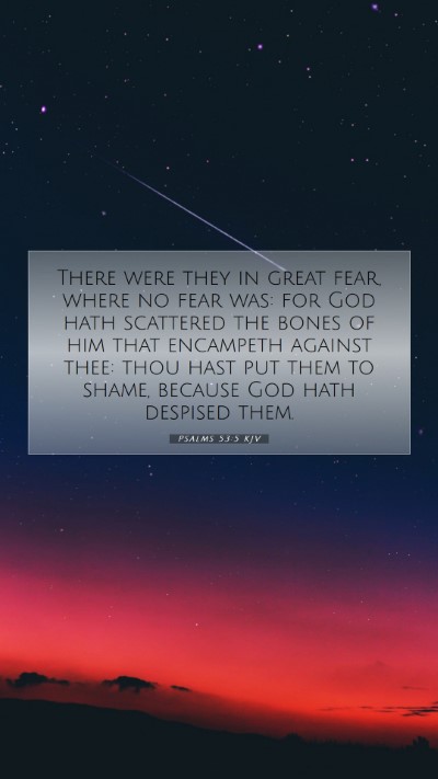 Picture 07 - Psalms 53:5 KJV Mobile Phone Wallpaper - There were they in great fear, where no fear was: - Mobile Bible Verse Wallpaper