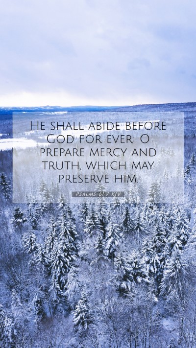 Picture 07 - Psalms 61:7 KJV Mobile Phone Wallpaper - He shall abide before God for ever: O prepare - Mobile Bible Verse Wallpaper