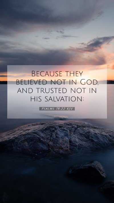 Picture 07 - Psalms 78:22 KJV Mobile Phone Wallpaper - Because they believed not in God, and trusted not - Mobile Bible Verse Wallpaper