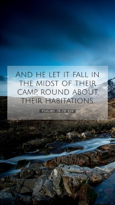 Picture 07 - Psalms 78:28 KJV Mobile Phone Wallpaper - And he let it fall in the midst of their camp, - Mobile Bible Verse Wallpaper