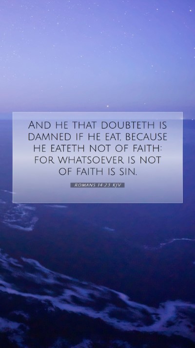 Picture 07 - Romans 14:23 KJV Mobile Phone Wallpaper - And he that doubteth is damned if he eat, because - Mobile Bible Verse Wallpaper