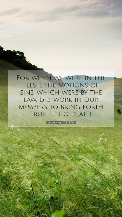 Picture 07 - Romans 7:5 KJV Mobile Phone Wallpaper - For when we were in the flesh, the motions of - Mobile Bible Verse Wallpaper