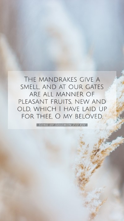 Picture 07 - Song of Solomon 7:13 KJV Mobile Phone Wallpaper - The mandrakes give a smell, and at our gates are - Mobile Bible Verse Wallpaper