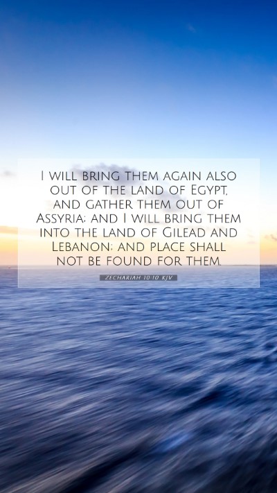 Picture 07 - Zechariah 10:10 KJV Mobile Phone Wallpaper - I will bring them again also out of the land of - Mobile Bible Verse Wallpaper