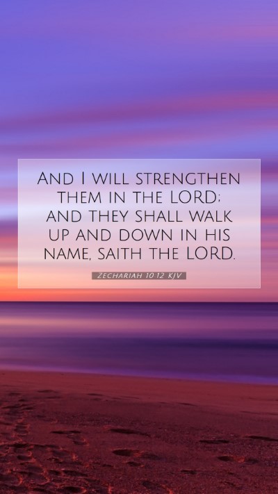 Picture 07 - Zechariah 10:12 KJV Mobile Phone Wallpaper - And I will strengthen them in the LORD; and they - Mobile Bible Verse Wallpaper