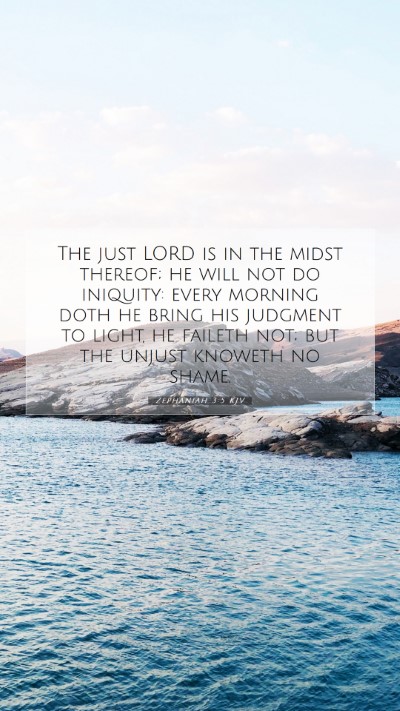 Picture 07 - Zephaniah 3:5 KJV Mobile Phone Wallpaper - The just LORD is in the midst thereof; he will - Mobile Bible Verse Wallpaper